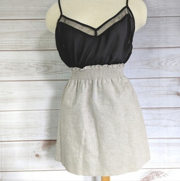 J. Crew Sparkle Linen and Cotton Blend Ruched Waist Mini Skirt in Coconut Sz 2 - Picture 11 of 11